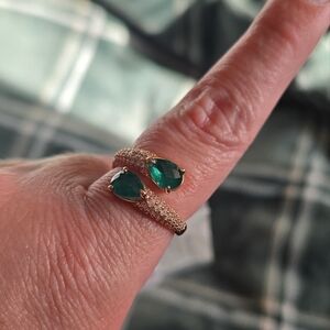 Elegant Gold and Green Gemstone Ring, Bomb Party Graceful Glades